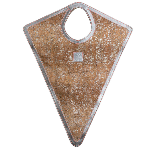 Gissy Kurk en Leer Handtas XL - Driehoek - Groen