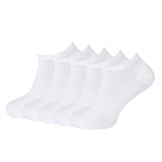 green-goose Bamboe Enkelsokken Dames - 5 Paar - Wit - 95% Bamboe