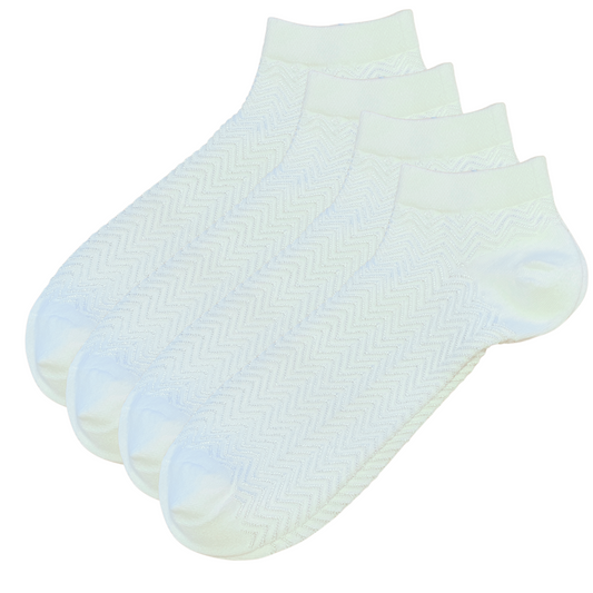 green-goose Bamboe Enkelsokken Heren - Wit en Zilver - 4 Paar - 95%