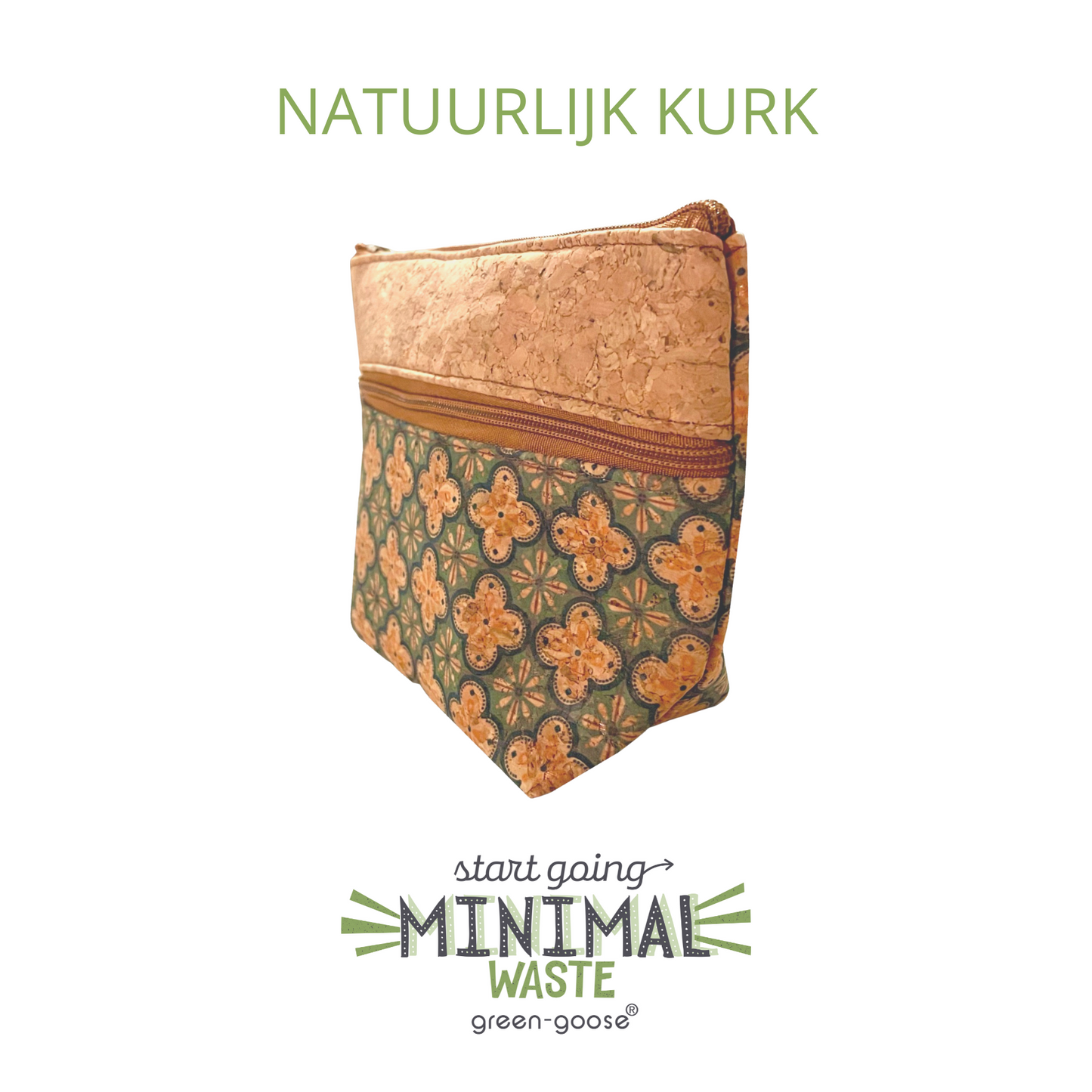 green-goose Kurk Diepe Etui - Turquoise Bloem
