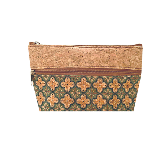 Cork Deep Pouch | Turquoise Flower