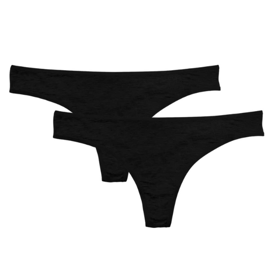 Bamboo Ladies Thong | 2 Pieces | Black