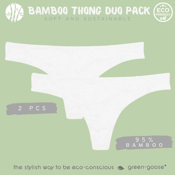 green-goose Bamboe Dames String | 2 Stuks | Wit