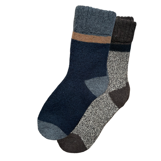 green-goose Alpaca Damessokken - 2 Paar - Streep Blauw - 95%