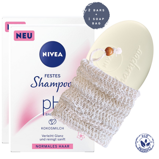 Nivea Vaste Shampoo met Kokosmelk | Normaal Haar | 2 Stuks met Zeepzak