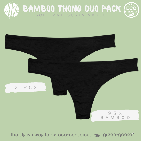 green-goose Bamboe Dames String | 2 Stuks | Zwart