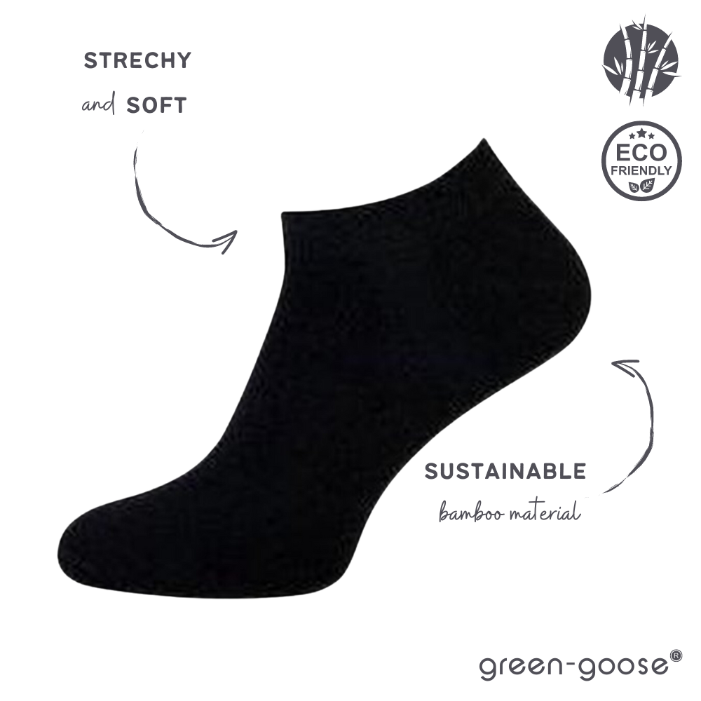 green-goose Bamboe Enkelsokken Dames - 5 Paar - Zwart - 95% Bamboe