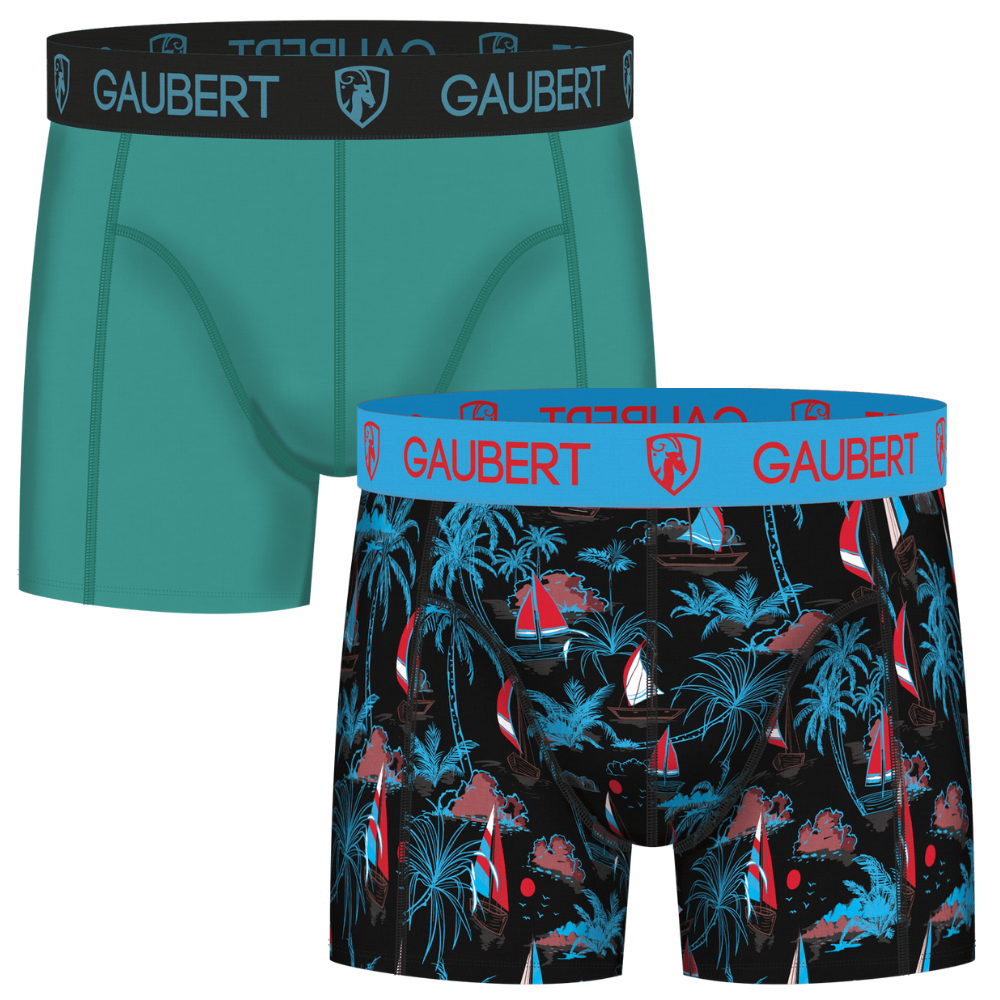 Gaubert Bamboo Boxer Shorts | 3 Pieces | Fish and Houses | Turquoise