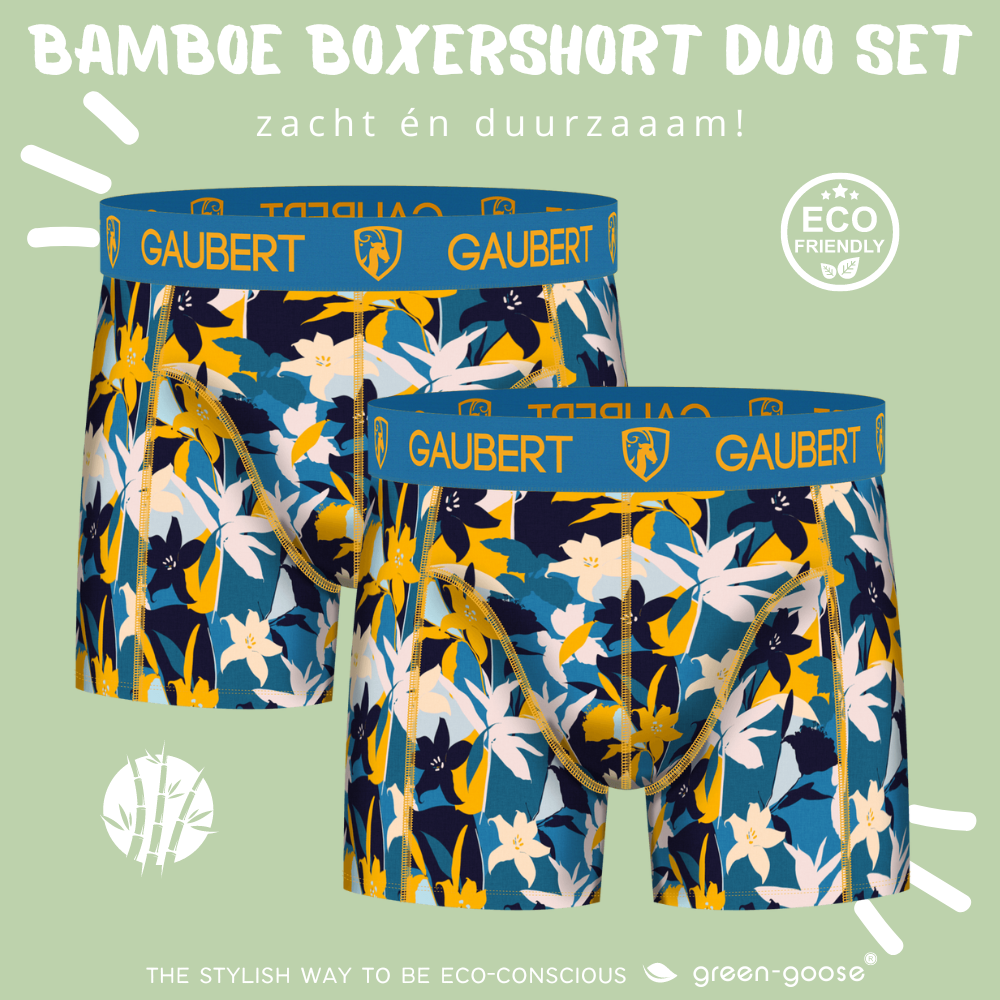 Gaubert Bamboo Boxer Shorts | 3 Pieces | Fish and Houses | Turquoise