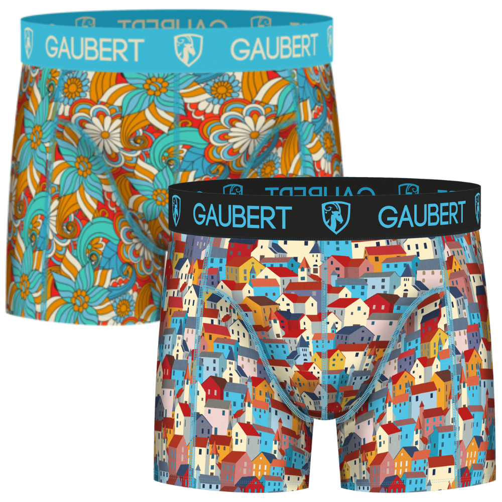 Gaubert Bamboo Boxer Shorts | 3 Pieces | Fish and Houses | Turquoise