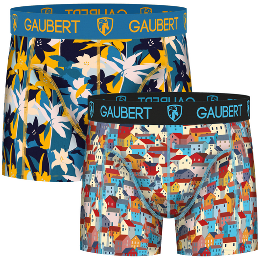 Gaubert Bamboo Boxer Shorts | 3 Pieces | Fish and Houses | Turquoise