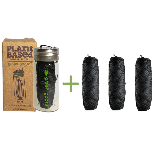 green-goose Bio-based Flosdraad | Met 3 Navullingen | Charcoal Mint