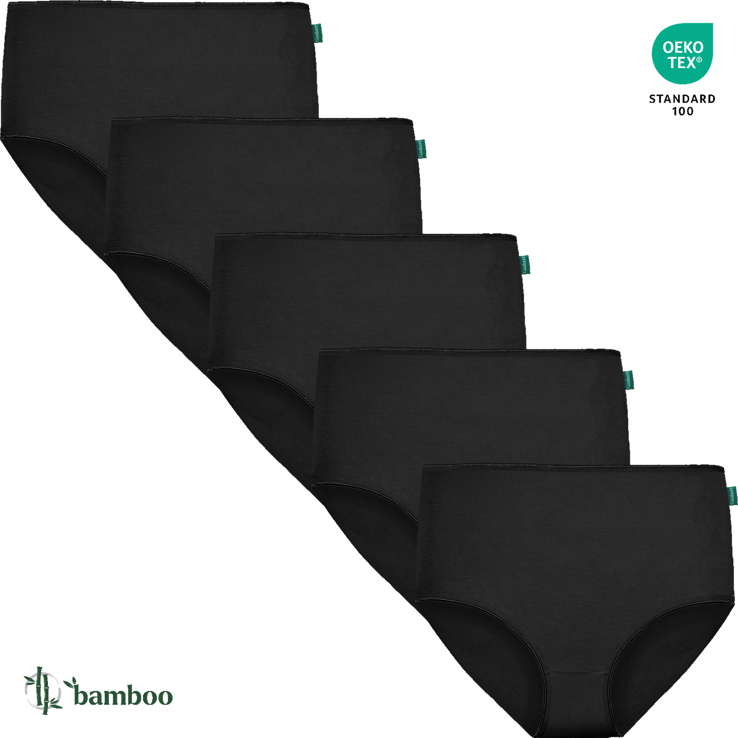 Gaubert  Dames Bamboe High Waist Slips - Zwart - 5-pack