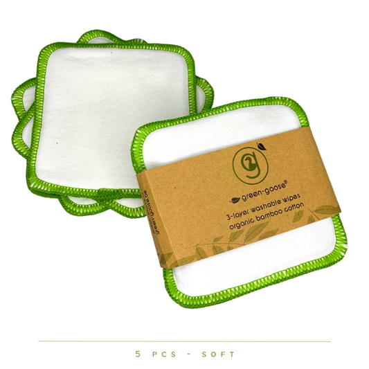 Reusable XL Bamboo Organic Cotton 3-layer Cotton Pads | 5 Pieces | Soft