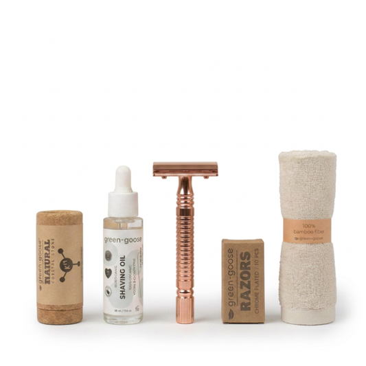 Shaving Set with Shaving Oil | Rose gold
