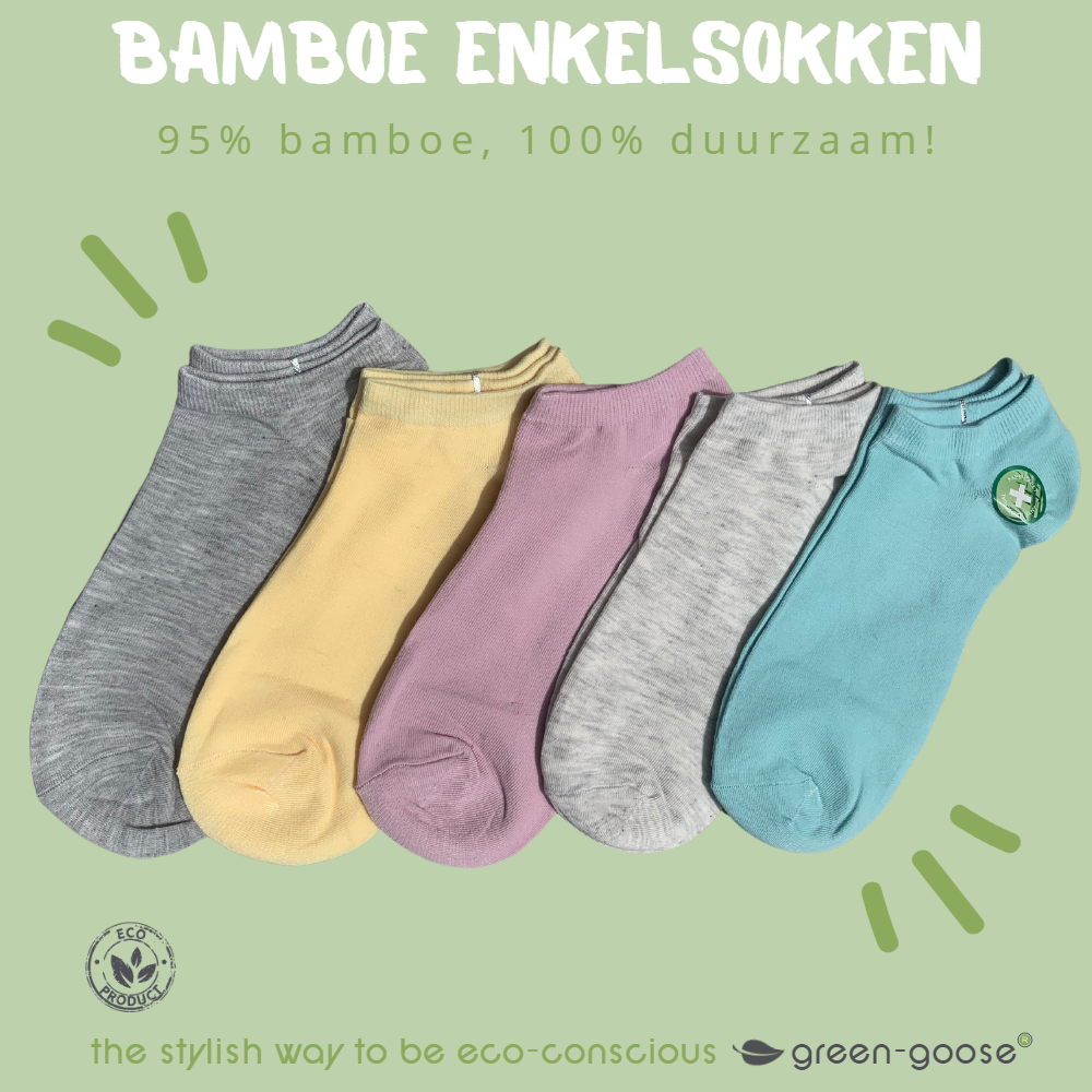 green-goose Bamboe Dames Enkelsokken | 5 Paar | Maat 35-38