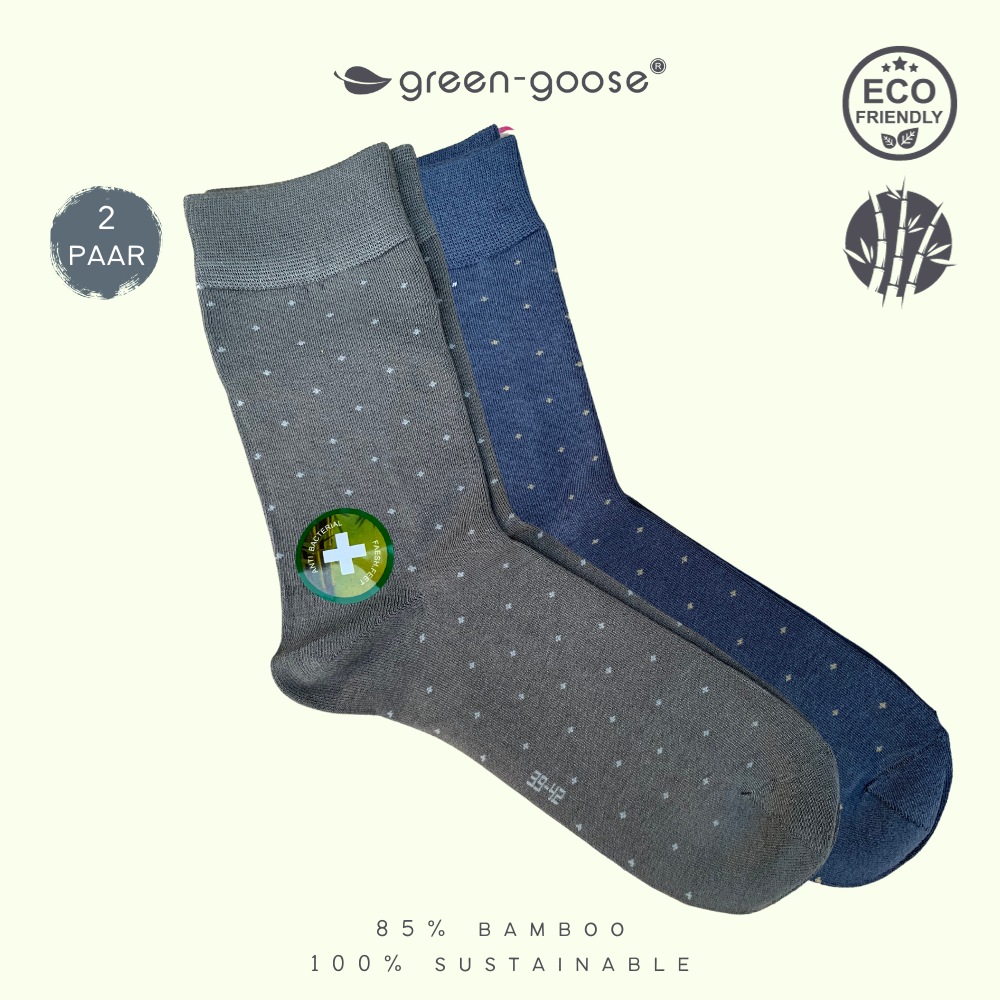 green-goose Bamboe Heren Sokken | 2 Paar | Stippen