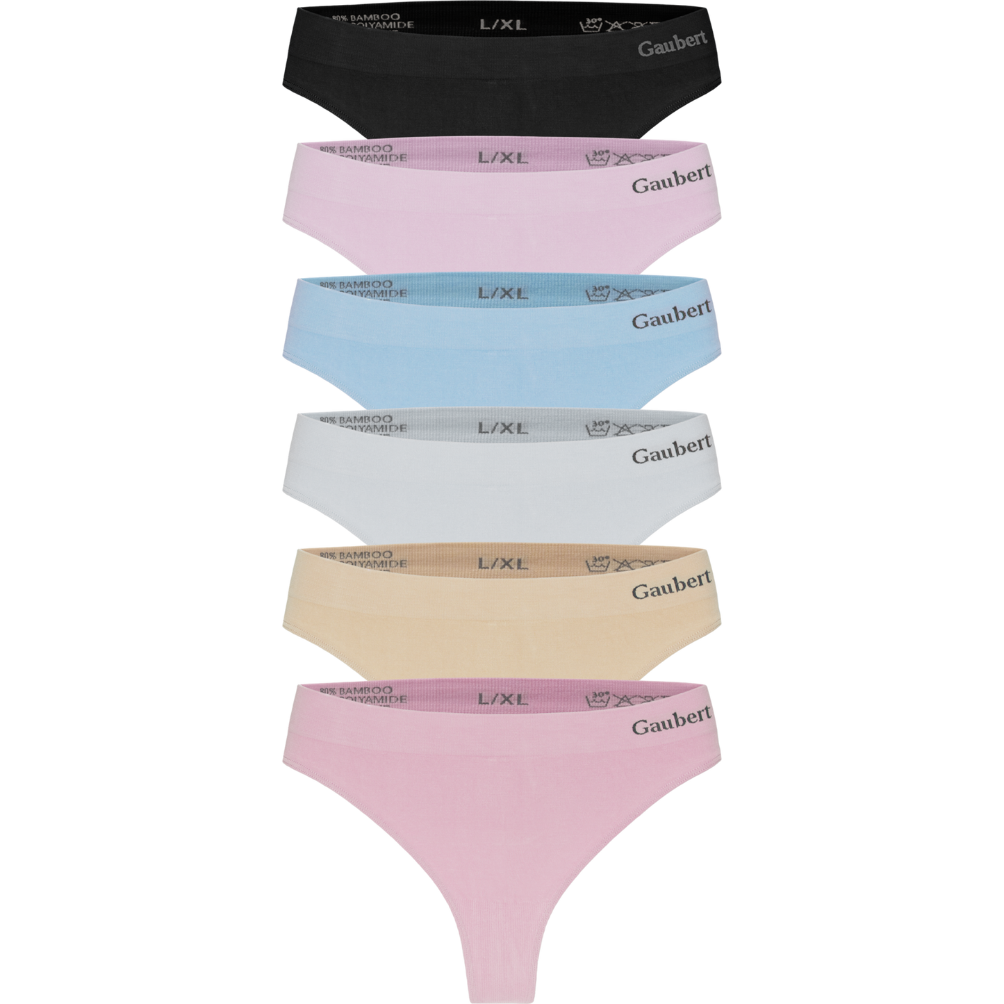 Gaubert  Dames Bamboe Naadloos String Slips - 6-pack