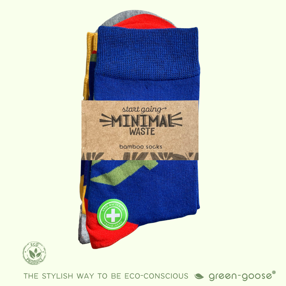 green-goose Bamboe Heren Sokken | 2 Paar | What | 39-44 | Blauw, Geel