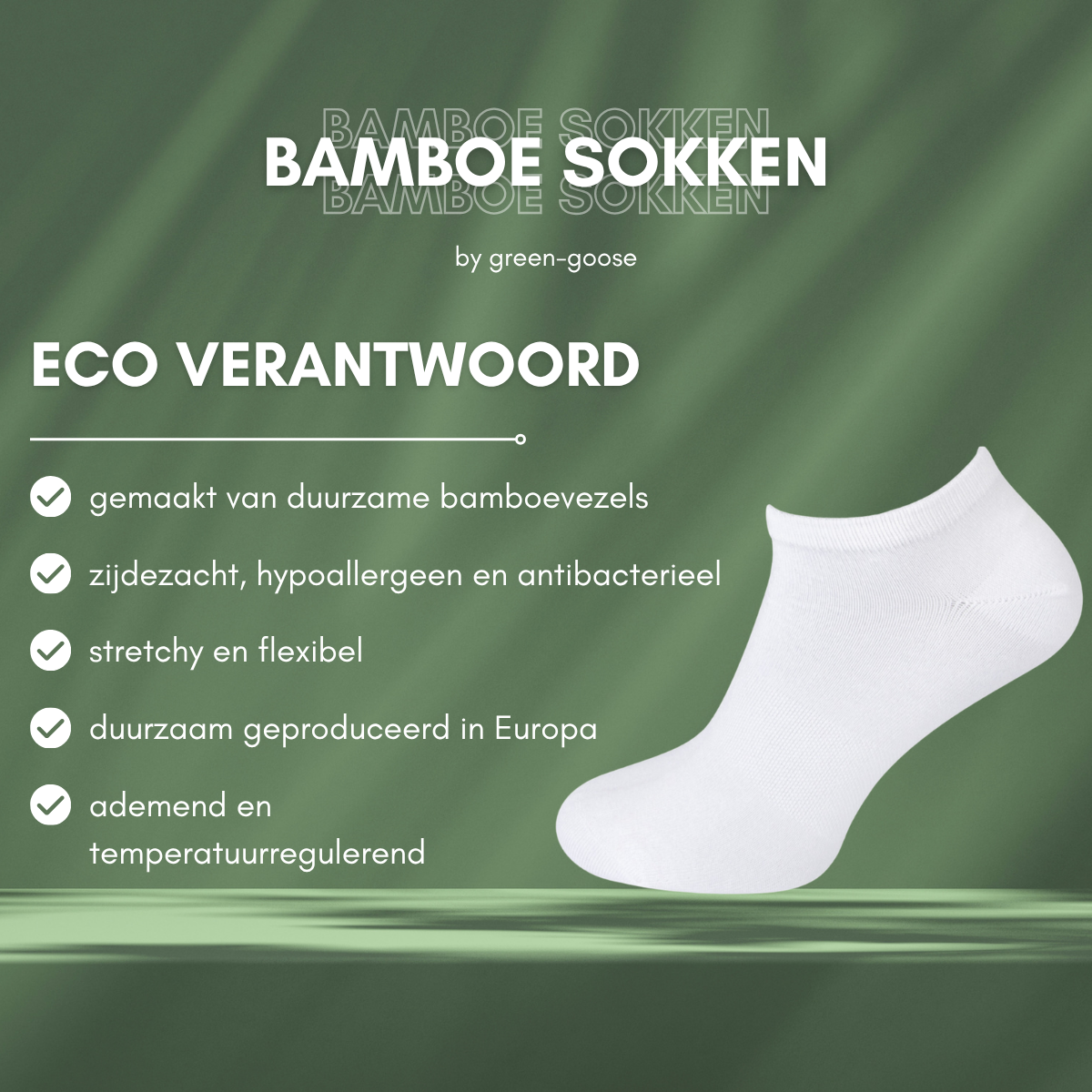 green-goose Bamboo Ankle Socks Men - 5 Pairs - White - 95% Bamboo