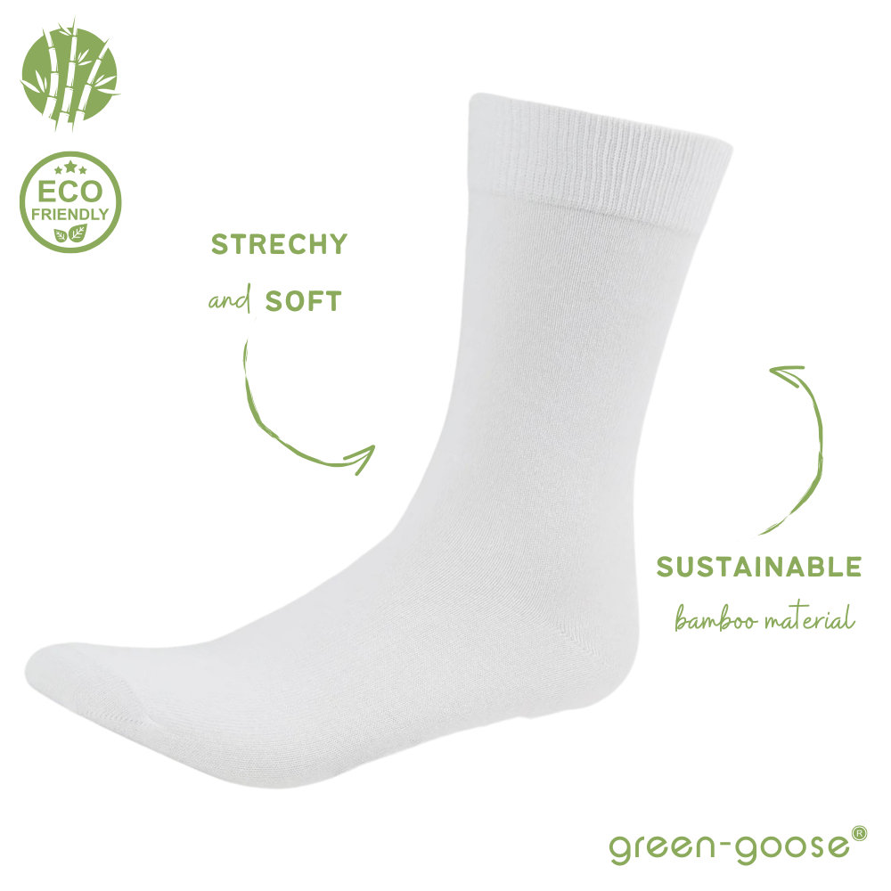 green-goose Bamboe Unisex Sokken - Wit- 5 Paar - 95%