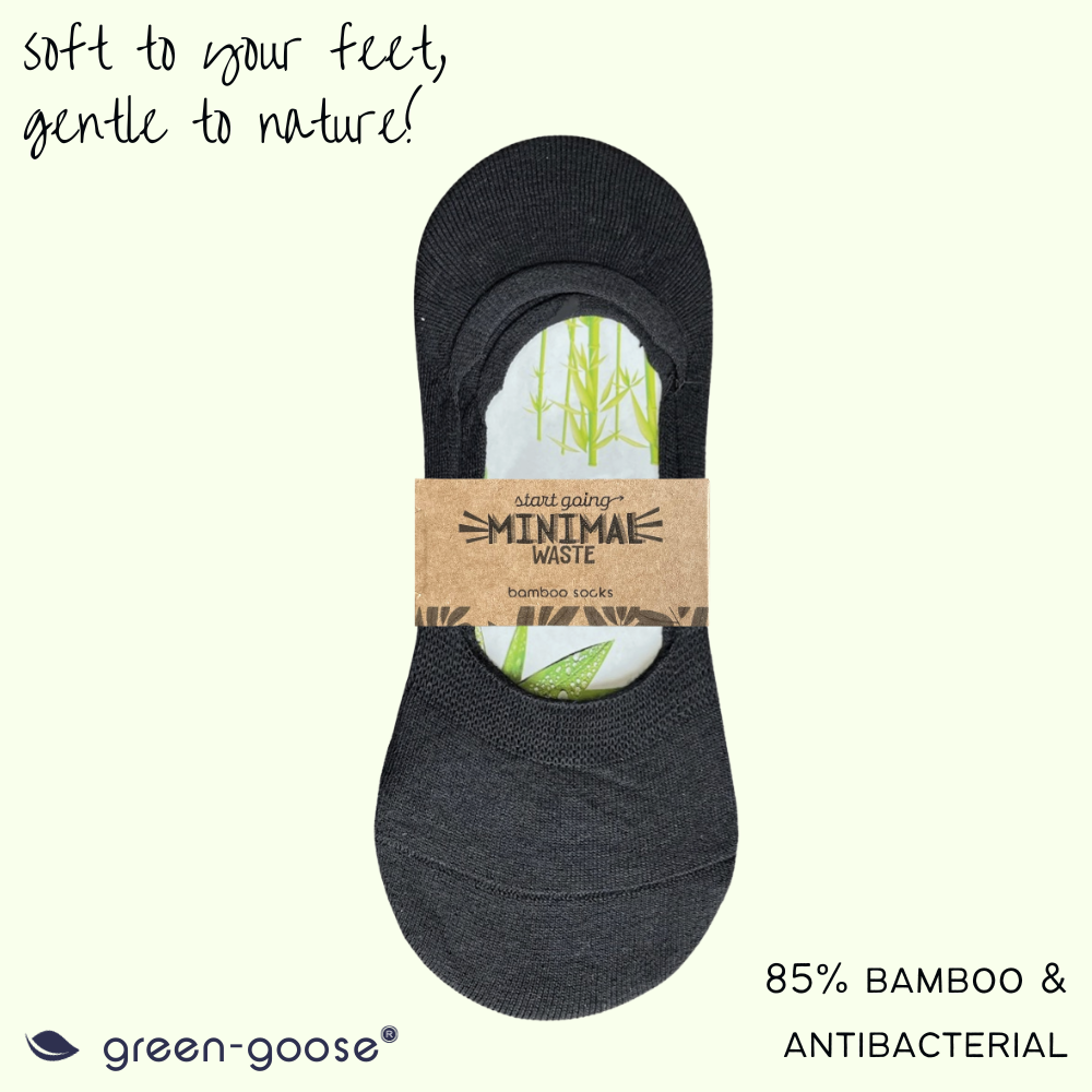 green-goose Bamboe Dames Footies | 5 Paar | Zwart | 35-39