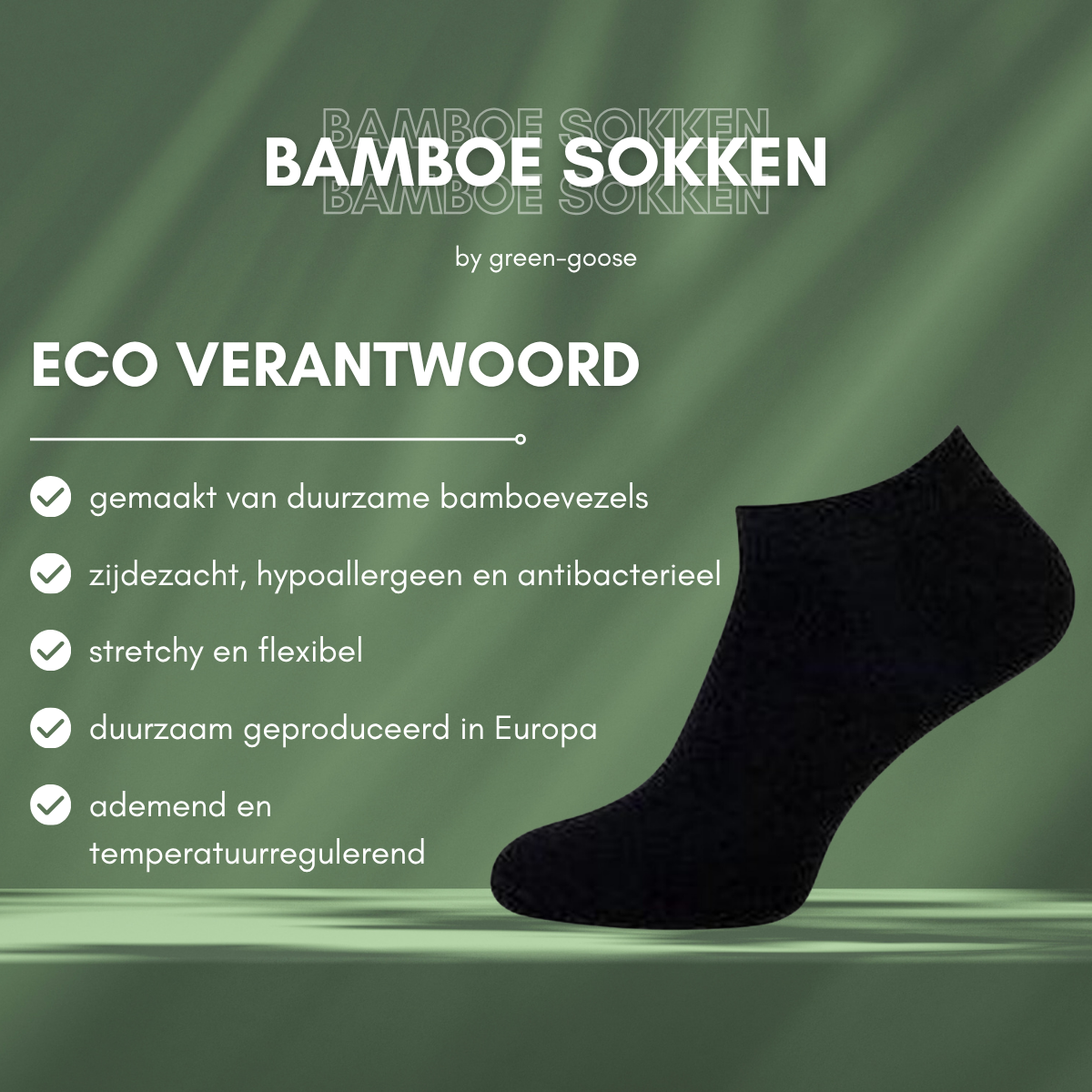 green-goose Bamboe Enkelsokken - 4 Paar - Zwart