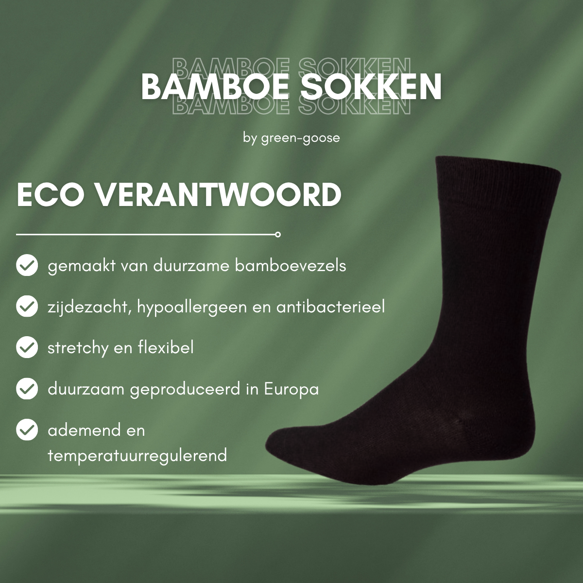 green-goose Bamboo Unisex Socks - 2 Pairs - Black - 95% Bamboo