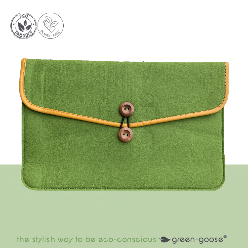 green-goose Vilt Laptophoes | 38x28 cm | Groen